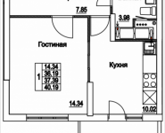 1-комнатная квартира площадью 40.19 кв.м, 2-я Муравская, корп.7 | цена 4 958 934 руб. | www.metrprice.ru