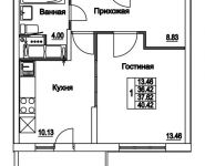 1-комнатная квартира площадью 37.62 кв.м, 2-я Муравская | цена 5 327 894 руб. | www.metrprice.ru