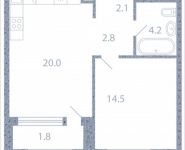 1-комнатная квартира площадью 45.4 кв.м, Новоалексеевская, 16с7 | цена 10 174 340 руб. | www.metrprice.ru