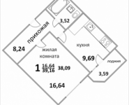 1-комнатная квартира площадью 41.03 кв.м, ул. Народная, 23 | цена 2 888 038 руб. | www.metrprice.ru