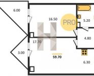 2-комнатная квартира площадью 59.7 кв.м, Зелёная улица, 6 | цена 4 900 000 руб. | www.metrprice.ru