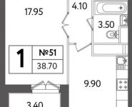 1-комнатная квартира площадью 38.7 кв.м, бульвар Яна Райниса, 4 | цена 7 585 200 руб. | www.metrprice.ru