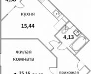 1-комнатная квартира площадью 57 кв.м, Народная улица, 23 | цена 3 991 340 руб. | www.metrprice.ru