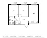 2-комнатная квартира площадью 57.3 кв.м,  | цена 4 939 260 руб. | www.metrprice.ru