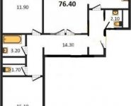 3-комнатная квартира площадью 76.4 кв.м, Производственная ул., 6 | цена 8 128 960 руб. | www.metrprice.ru