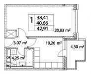 1-комнатная квартира площадью 42 кв.м, Лазоревый пр., 3С7 | цена 8 345 995 руб. | www.metrprice.ru