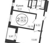 2-комнатная квартира площадью 54 кв.м, Колпакова ул., 44 | цена 4 416 216 руб. | www.metrprice.ru