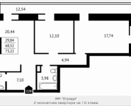 2-комнатная квартира площадью 73.2 кв.м, Клубная, 13 | цена 6 861 036 руб. | www.metrprice.ru