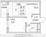 1-комнатная квартира площадью 41.11 кв.м, Лазоревый пр., 3 | цена 7 279 594 руб. | www.metrprice.ru