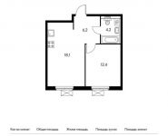 1-комнатная квартира площадью 40.8 кв.м,  | цена 6 124 080 руб. | www.metrprice.ru