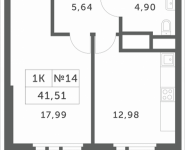 1-комнатная квартира площадью 41.51 кв.м, Мякининское шоссе, 1 | цена 3 603 068 руб. | www.metrprice.ru