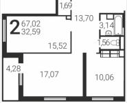 2-комнатная квартира площадью 67.02 кв.м, Татьянин Парк, 14 | цена 7 510 696 руб. | www.metrprice.ru