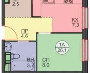 1-комнатная квартира площадью 26 кв.м, Авангардная улица, к7 | цена 3 027 600 руб. | www.metrprice.ru