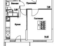 1-комнатная квартира площадью 37.52 кв.м, 2-я Муравская | цена 5 048 991 руб. | www.metrprice.ru