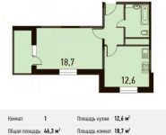 1-комнатная квартира площадью 46.3 кв.м, Новотушинская ул., 3 | цена 4 579 070 руб. | www.metrprice.ru