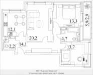 3-комнатная квартира площадью 83.2 кв.м, Строителей, корп.44 | цена 4 409 600 руб. | www.metrprice.ru