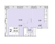 2-комнатная квартира площадью 49.42 кв.м, ул Архитектора Щусева, д. 17 | цена 10 709 907 руб. | www.metrprice.ru