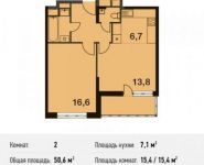 2-комнатная квартира площадью 50.6 кв.м, Ситникова ул., 1 | цена 4 483 160 руб. | www.metrprice.ru