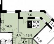 1-комнатная квартира площадью 46.2 кв.м,  | цена 4 793 250 руб. | www.metrprice.ru