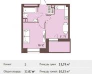 1-комнатная квартира площадью 31.07 кв.м в ЖК "Столичный", Калинина ул, 8 | цена 3 433 235 руб. | www.metrprice.ru