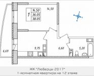 1-комнатная квартира площадью 38.05 кв.м, Дружбы, 3, корп.32 | цена 3 234 250 руб. | www.metrprice.ru