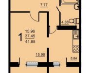 1-комнатная квартира площадью 41.88 кв.м, 5-й микрорайон, 18 | цена 2 347 583 руб. | www.metrprice.ru