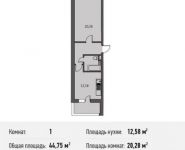 1-комнатная квартира площадью 44.8 кв.м в ЖК "Олимпийский", Стрелковая ул, 6 | цена 3 445 750 руб. | www.metrprice.ru