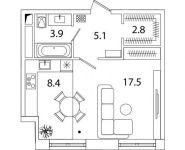 1-комнатная квартира площадью 37.6 кв.м, Рязанский проспект, д.влд 2 | цена 6 763 337 руб. | www.metrprice.ru
