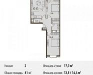 2-комнатная квартира площадью 61 кв.м, Каширское ш., 65 | цена 9 455 000 руб. | www.metrprice.ru
