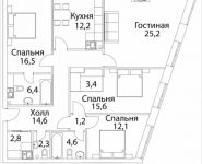 4-комнатная квартира площадью 119 кв.м, Шелепихинская набережная, влд 34, корп.1 | цена 32 454 750 руб. | www.metrprice.ru