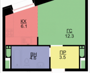 1-комнатная квартира площадью 24.2 кв.м, Некрасова, 6 | цена 2 032 800 руб. | www.metrprice.ru