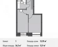 1-комнатная квартира площадью 36.5 кв.м, Донецкая ул., 30С1 | цена 4 908 698 руб. | www.metrprice.ru