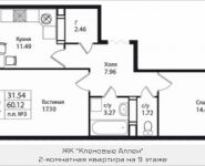 2-комнатная квартира площадью 60.12 кв.м, Калужское шоссе, 51 | цена 4 580 543 руб. | www.metrprice.ru