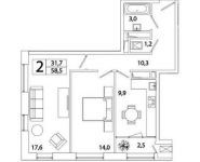 2-комнатная квартира площадью 58.5 кв.м, Рязанский пр-кт, 2 | цена 8 920 021 руб. | www.metrprice.ru