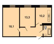2-комнатная квартира площадью 51.7 кв.м, Лучистая ул. | цена 2 973 733 руб. | www.metrprice.ru