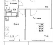 1-комнатная квартира площадью 37.91 кв.м, 2-я Муравская | цена 5 128 222 руб. | www.metrprice.ru