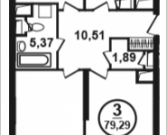 3-комнатная квартира площадью 79.29 кв.м, Петра Алексеева, 12а, корп.3 | цена 14 108 620 руб. | www.metrprice.ru