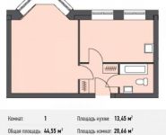 1-комнатная квартира площадью 44.6 кв.м в Микрорайон "Домашний", Олимпийский проспект, с10 | цена 6 528 892 руб. | www.metrprice.ru