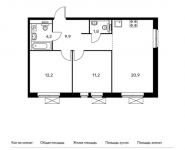 2-комнатная квартира площадью 60.2 кв.м, Саларьево д, Новая 2-я ул, 23с1 | цена 7 278 180 руб. | www.metrprice.ru
