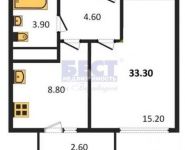 1-комнатная квартира площадью 33.3 кв.м, Демин луг ул., 2 | цена 3 067 263 руб. | www.metrprice.ru