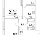 2-комнатная квартира площадью 53.9 кв.м, Тагильская улица, 4с22 | цена 6 487 943 руб. | www.metrprice.ru