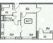 2-комнатная квартира площадью 63.7 кв.м, проспект Будённого, 51к1 | цена 11 431 876 руб. | www.metrprice.ru