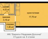 1-комнатная квартира площадью 26.3 кв.м, Талдомская улица, 17к1 | цена 2 445 028 руб. | www.metrprice.ru