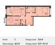 2-комнатная квартира площадью 66.9 кв.м, Заречная ул., 2/1 | цена 13 537 884 руб. | www.metrprice.ru