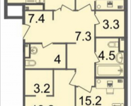 4-комнатная квартира площадью 113.7 кв.м, Серебрякова, 11-13, корп.2 | цена 16 707 022 руб. | www.metrprice.ru