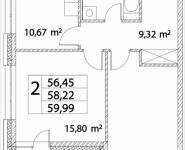 2-комнатная квартира площадью 58.22 кв.м, Лазоревый пр., 3 | цена 13 074 756 руб. | www.metrprice.ru
