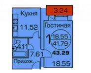 1-комнатная квартира площадью 43 кв.м, Колхозная улица, 55к3 | цена 3 272 161 руб. | www.metrprice.ru