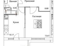 1-комнатная квартира площадью 37.9 кв.м, 2-я Муравская | цена 5 214 736 руб. | www.metrprice.ru