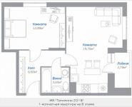 1-комнатная квартира площадью 44.07 кв.м, Новорязанское шоссе, 15, корп.15 | цена 3 538 159 руб. | www.metrprice.ru