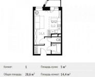 1-комнатная квартира площадью 28.6 кв.м, Липовая ул., ДВЛ3 | цена 2 194 756 руб. | www.metrprice.ru